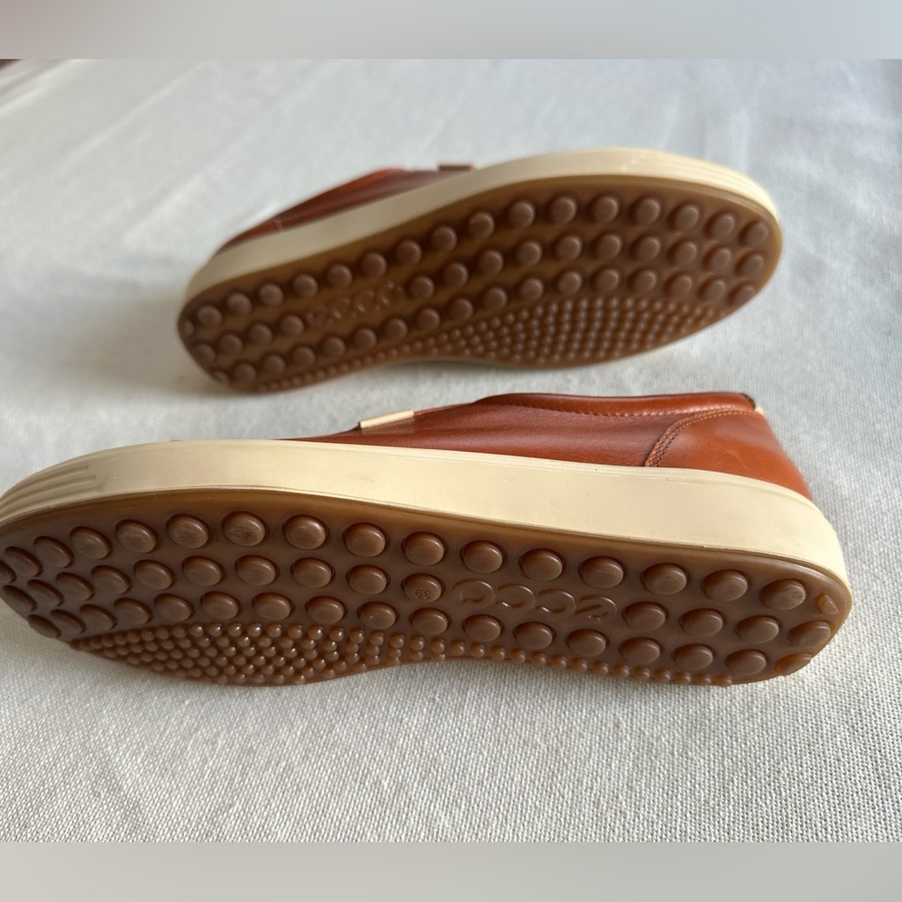 NWT ECCO Soft 7 Cognac Leather Sneakers | Women’s 39 (8-8 1/2) - Picture 3 of 10